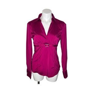 EXPRESS DESIGN STUDIO Career Style Top Long Sleeve Bright Fuschia Size Medium